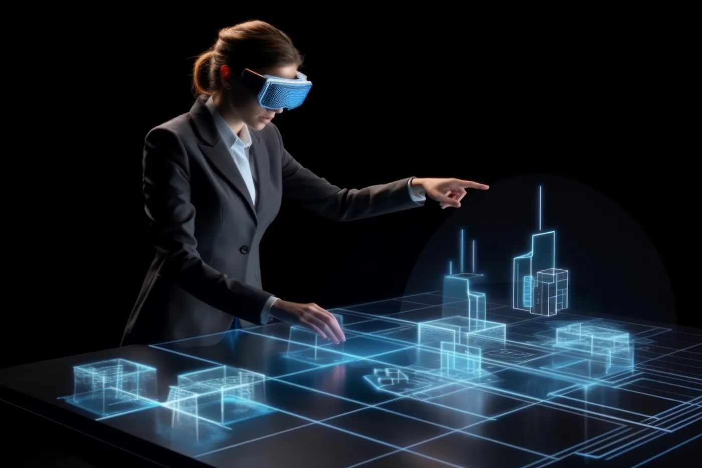 Professional using immersive interface to build digital operational models