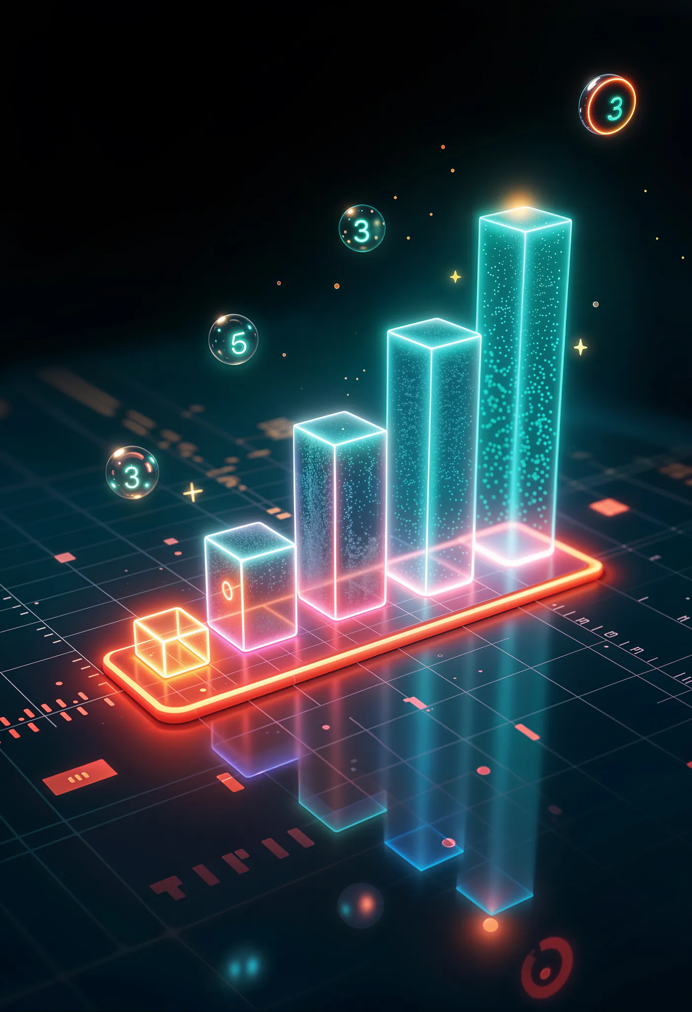Glowing bar chart representing scalable growth and performance